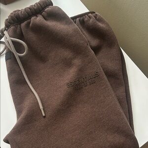 Essentials Brown Embossed Logo Sweatpants
